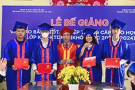 LỄ BẾ GIẢNG VÀ PHÁT BẰNG TỐT NGHIỆP CHO HỌC SINH  LỚP K36 - KTDN A TẠI TRUNG TÂM GDNN-GDTX MỸ ĐỨC